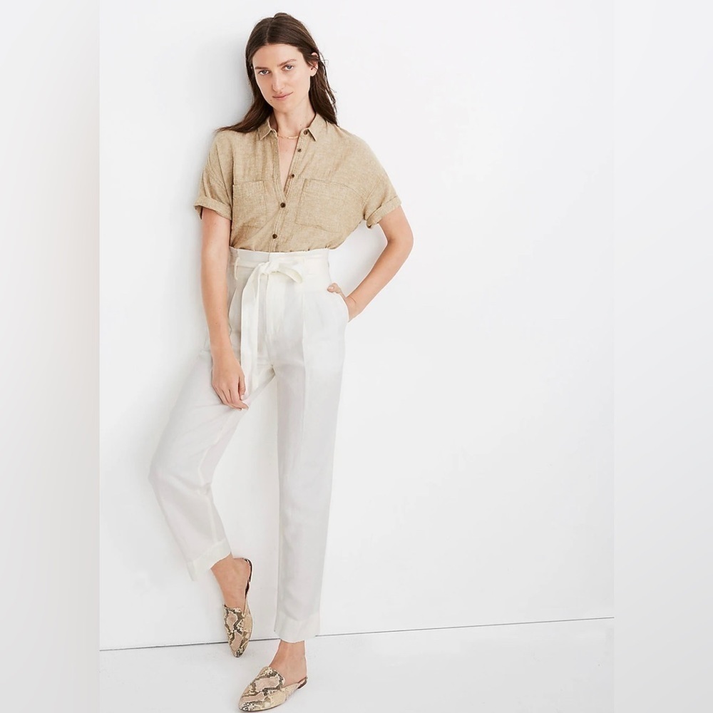 MADEWELL LINEN BLEND PAPER BAG PANTS LIGHTHOUSE NEW NO TAGS 14